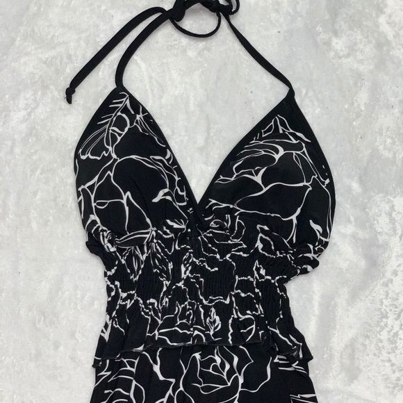 Gorgeous corset black and white floral sun dress - Picture 1 of 6